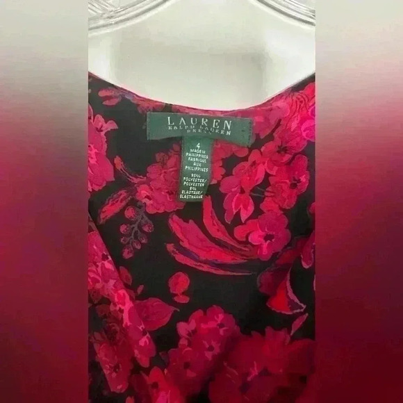 NWOT Lauren by Ralph Lauren Pink Floral Print Swing Dress Size 4 (D225) - Picture 8 of 8